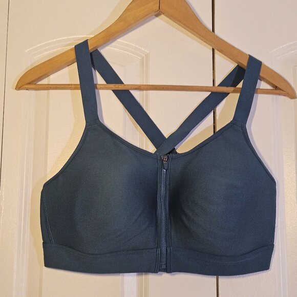 Under Armour Women’s Sports Bra XL Blue/Gray Continuum High Support Zip Front - Picture 1 of 6